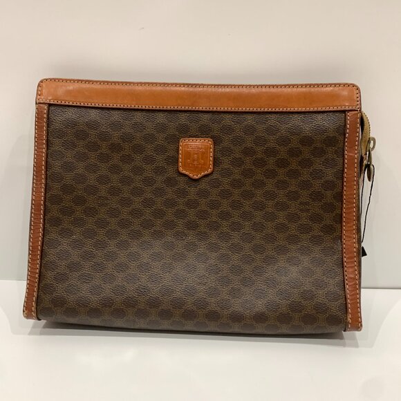 Celine Brown Macadam Zip Clutch Sku#84302 - Picture 1 of 13
